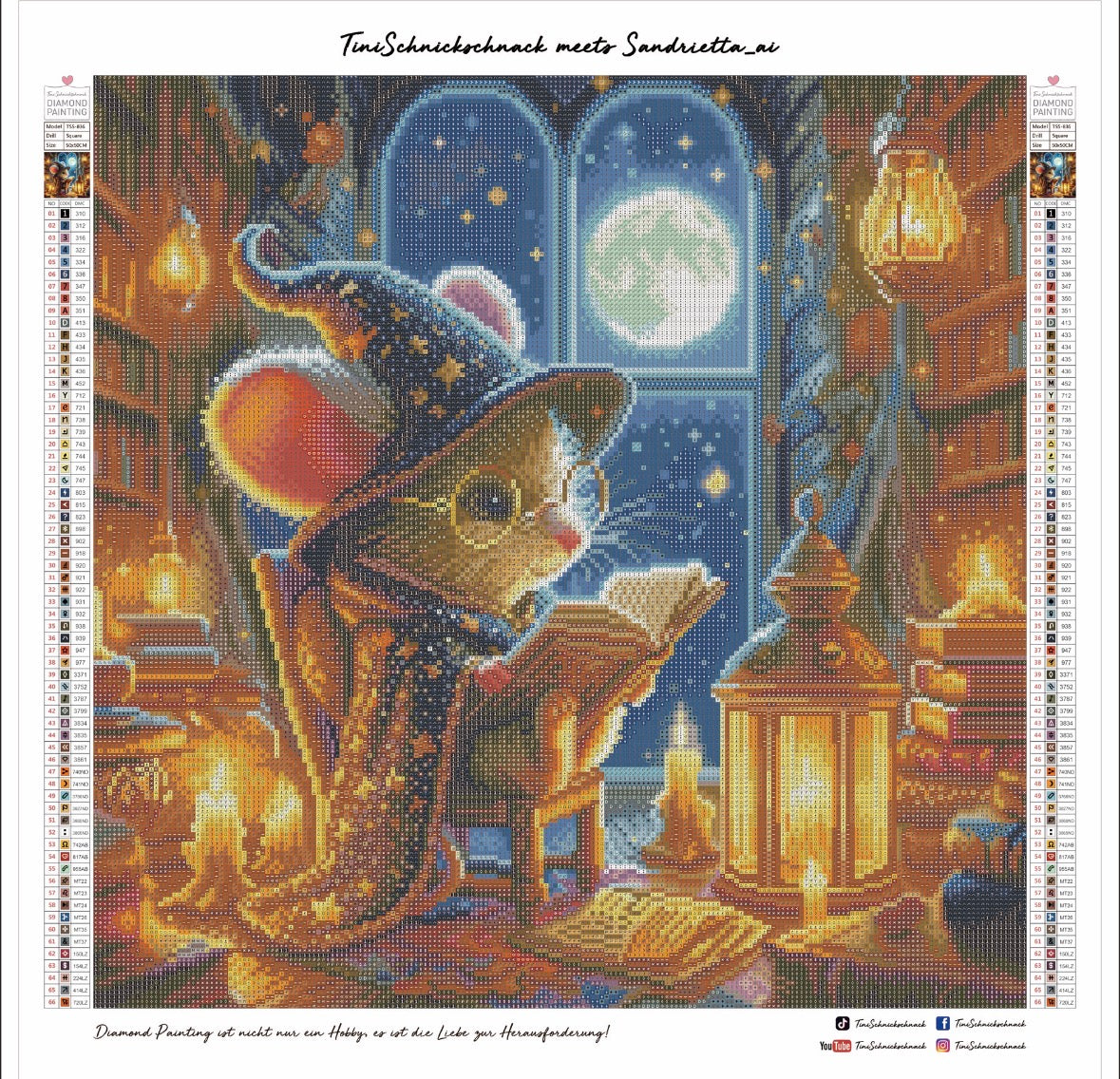 Diamond Painting Bild "Zaubermaus" von AI-Artist Sandrietta_ai (Sondersteine-Special) 50x50cm TSS-836