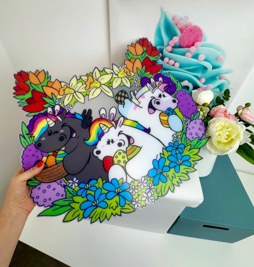 Diamond Painting Pummeleinhorn XXL Oster-Kranz / Anhänger "Happy Easter" 48x50cm (AH524)