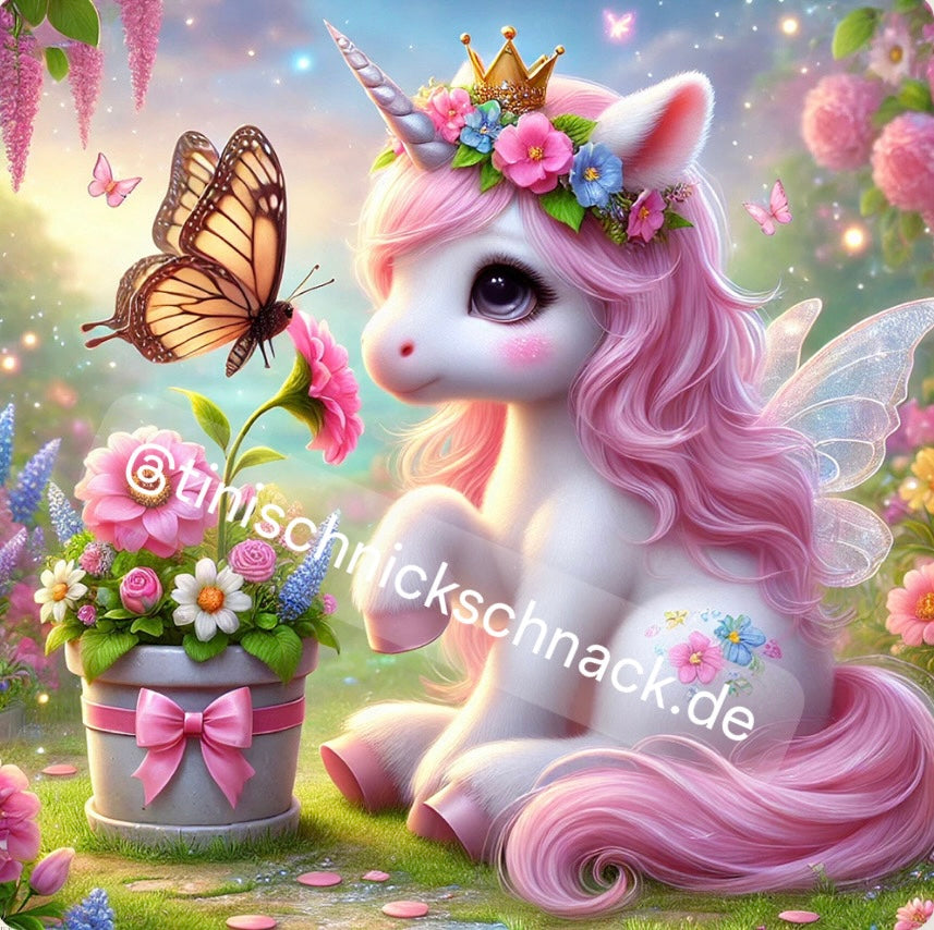 Diamond Painting Bild Einhorn "Flocke" von AI-Artist Sandrietta.ai 50x50cm (inkl. Fairy Dust) TSS-499