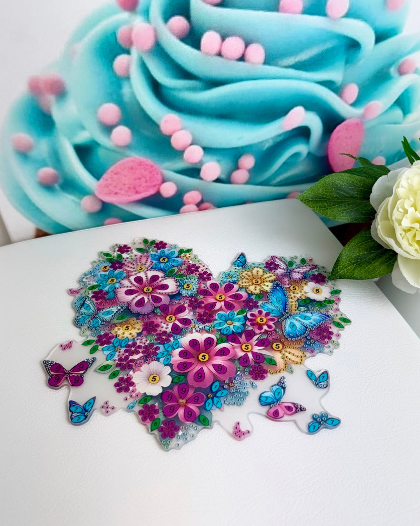 Diamond Painting Anhänger "Blütenherz" 21x25cm (AH230)