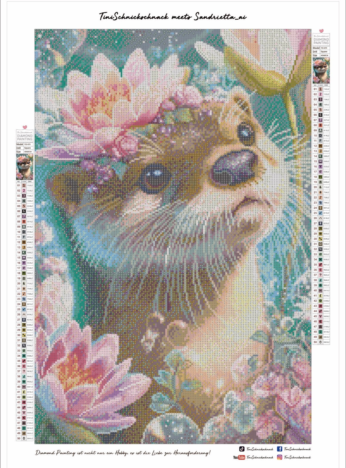 Diamond Painting Bild "Otter im Seerosenteich" von AI-Artist Sandrietta_ai (FULL STRASS) 40x60cm TSS-879