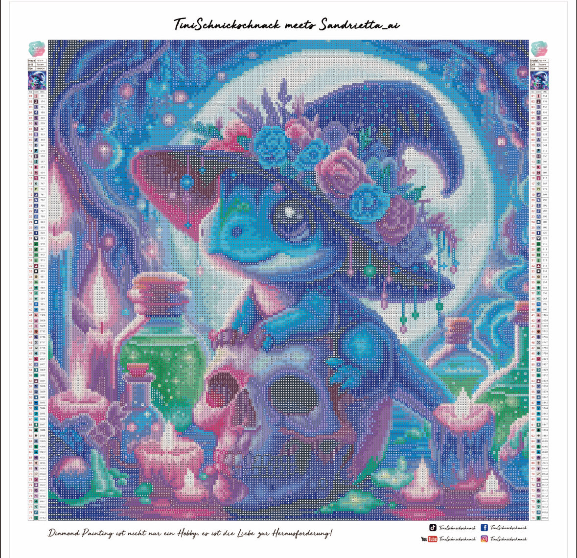 Diamond Painting Bild Halloween "Süße Gruselnacht" von AI-Artist Sandrietta_ai (inkl. Glow in the Dark Steine) 50x50cm TSS-579