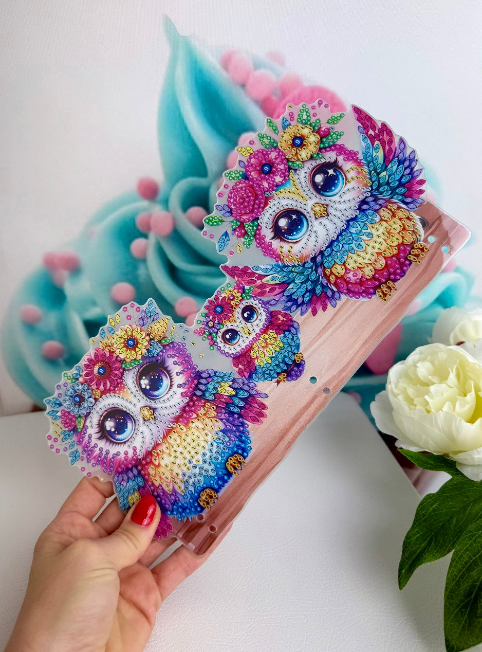 Diamond Painting Schlüsselbrett "Frühlingseulen" 30x15cm