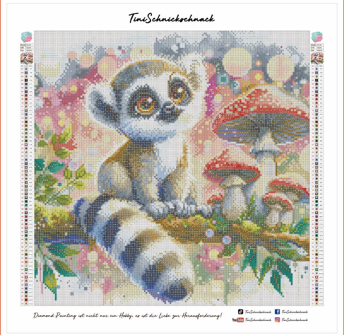 Diamond Painting Bild "Lemur Luis" von Lisa Morgan 40x40cm (inkl. Feenstaub) TSS-640