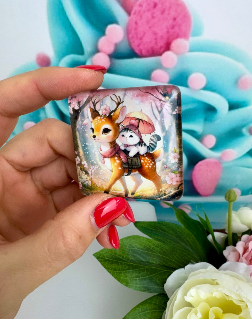 Diamond Painting Cover Minder "Freunde im Blütenwald" (CM)