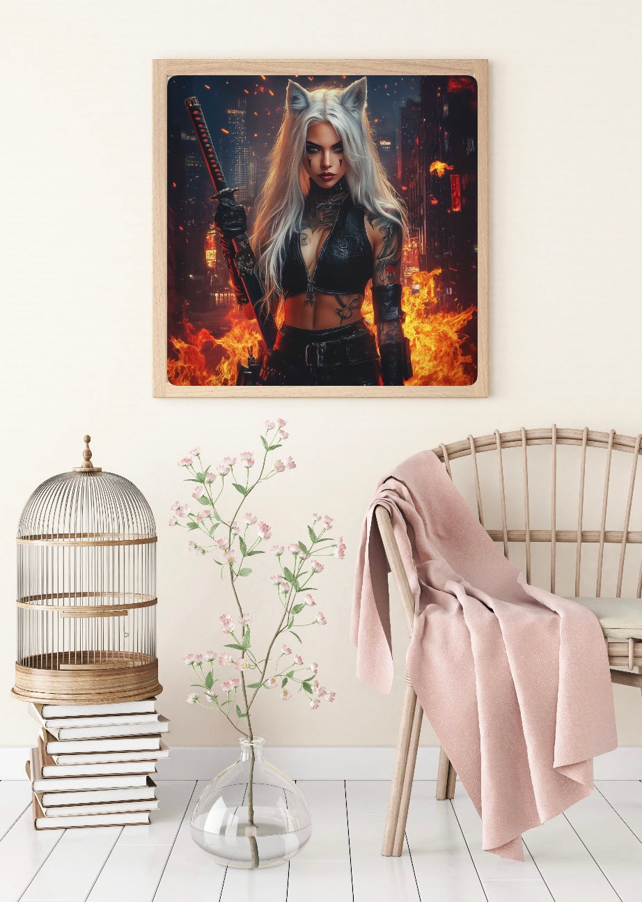Diamond Painting Bild Feuerwesen "Lady-Rubion" von AI-Artist Sandrietta_ai  50x50cm TSS-577