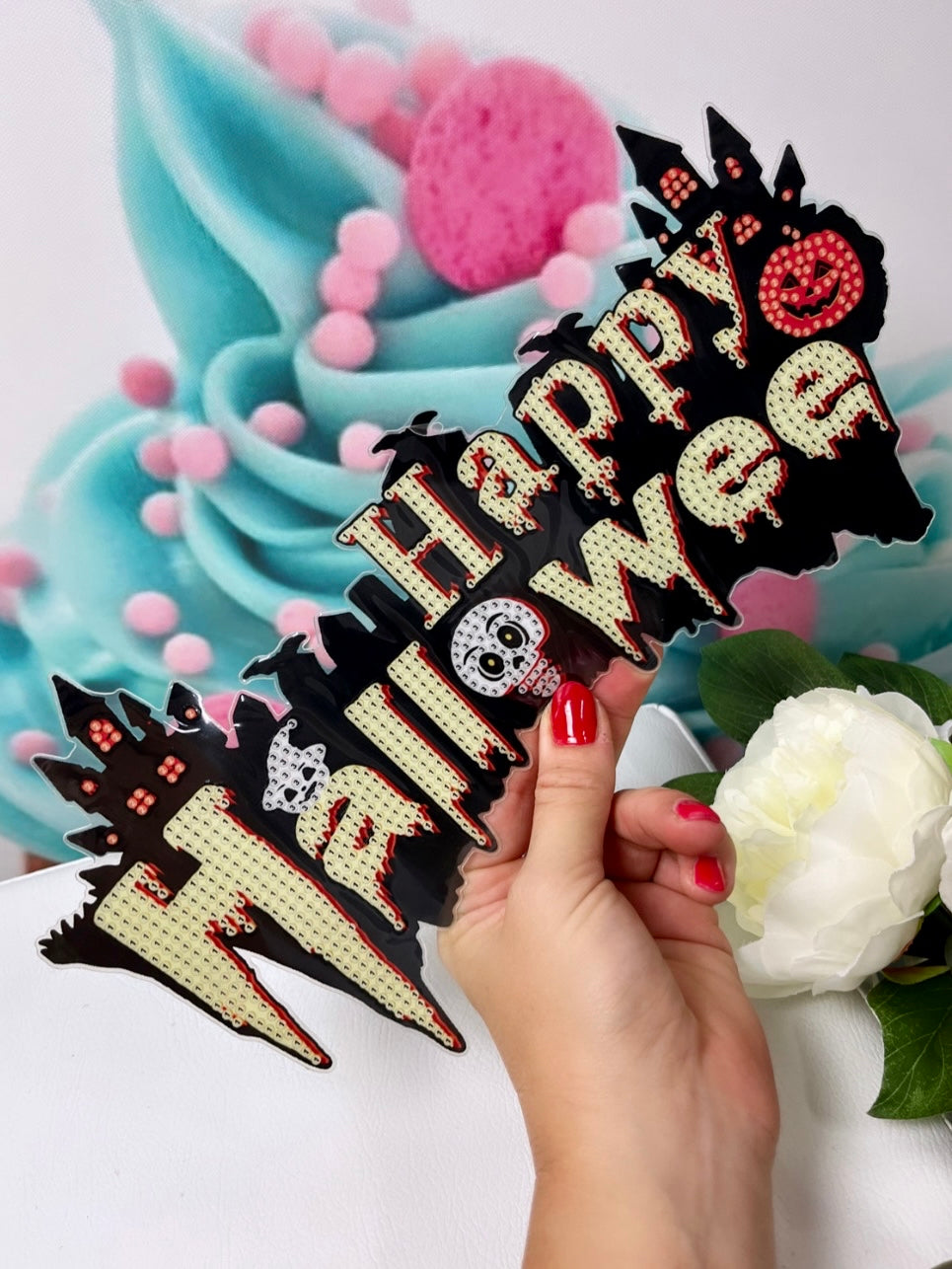 Diamond Painting Türsticker "Happy-Halloween" XL Sticker H4 Achtung! 2. Wahl