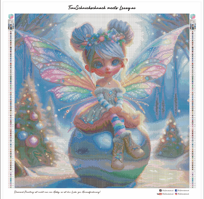 Diamond Painting Bild "Winterelfe Faye" von AI-Artist Lexxy.Ai 60x60cm (inkl. Fairy Dust)