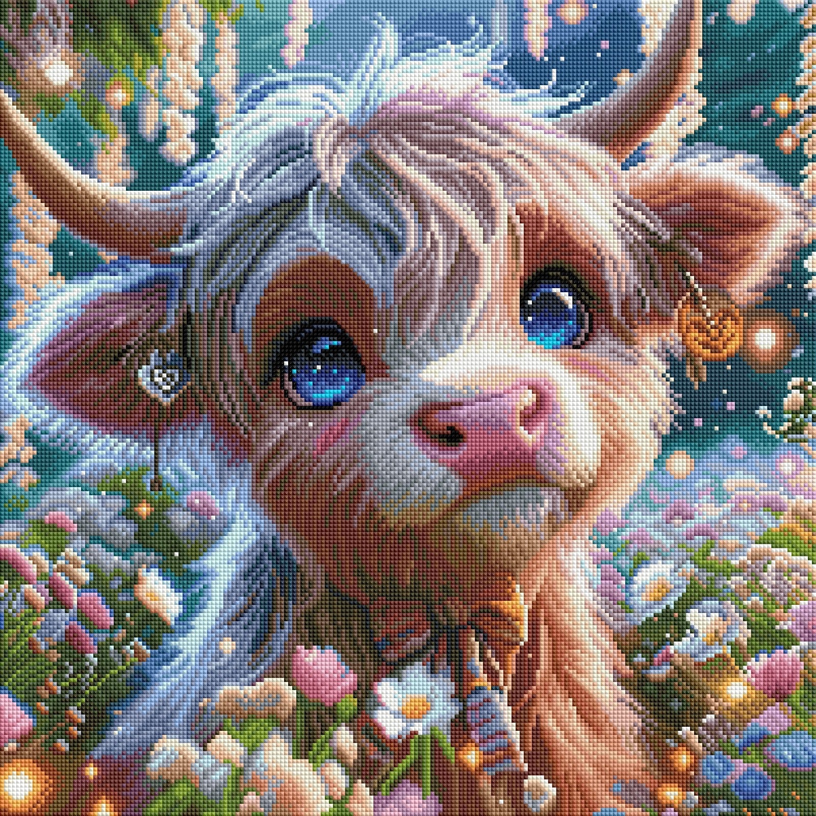 Diamond Painting Bild "Hochlandrind Ronja" von AI-Artist Lexxy.ai (inkl. Feenstaub) 50x50cm TSS-729