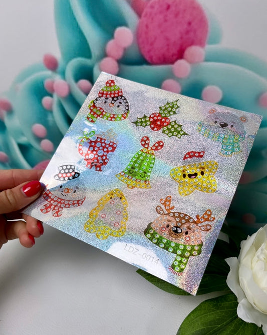 Diamond Painting Glitzer Sticker Set "Xmas-Animal" 9 Stück (ST014)