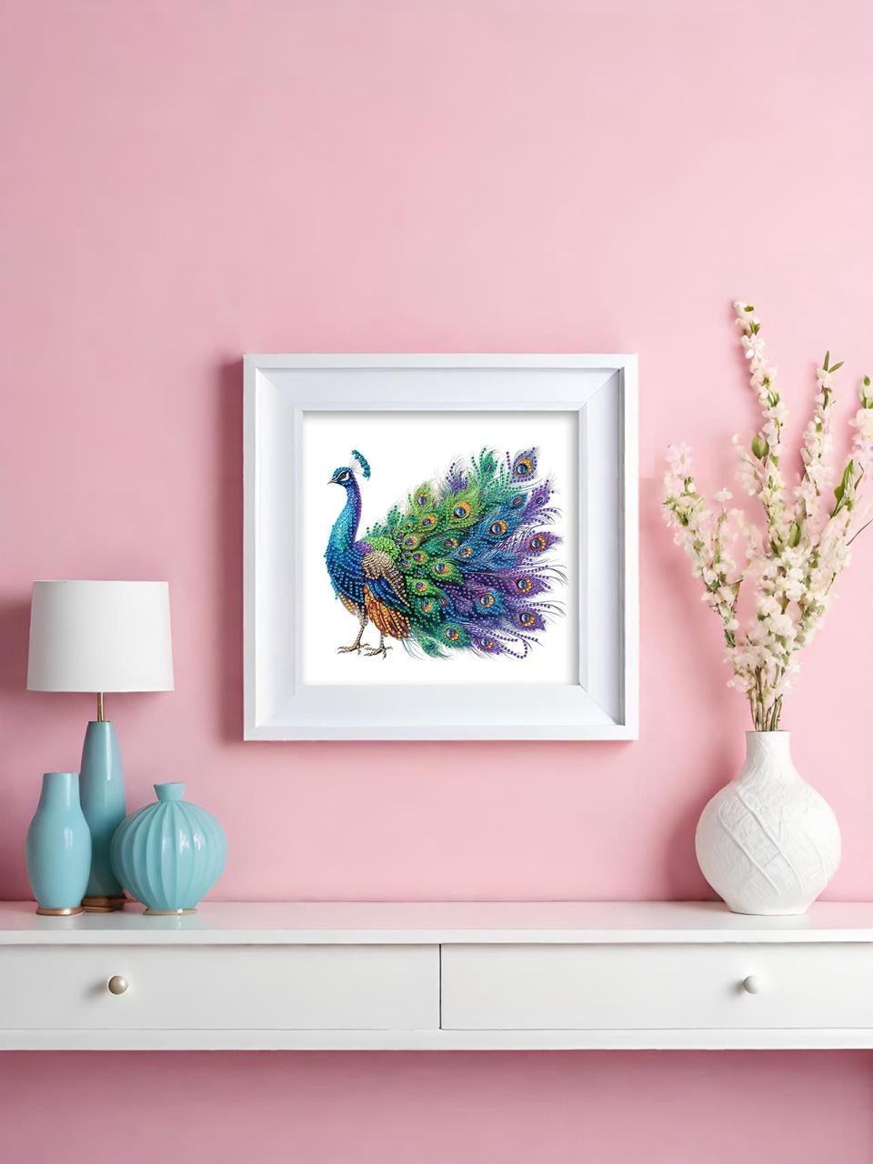 Diamond Painting Bild "Pfau" Teilbild 25x25cm (TB10)