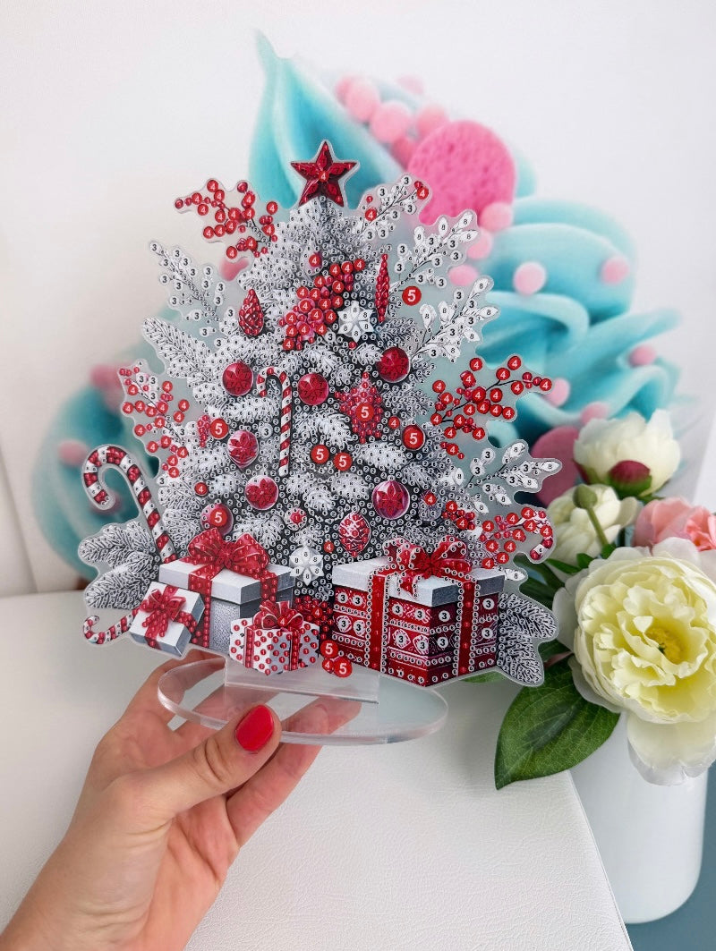Diamond Painting XMAS Aufsteller "Red/Black Christmas Tree" 22x25cm (AH915)