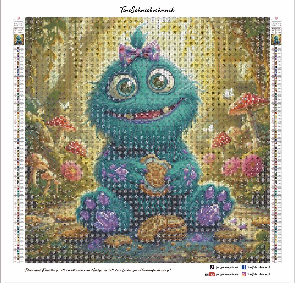 Diamond Painting Bild "Krümelschnute" von TiniSchnickschnack 50x50cm (Full Feenstaub) TSS-974