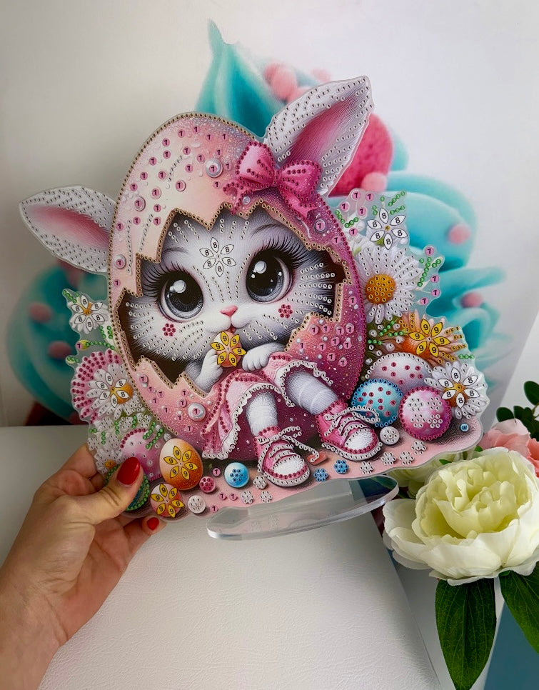 Diamond Painting Oster Aufsteller "Hasenmädchen" 25,0x25,0cm (AH512)