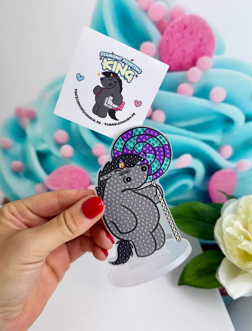 Diamond Painting Pummeleinhorn Fotohalter / Tischaufsteller "Grummel" 8x10cm (FH244)