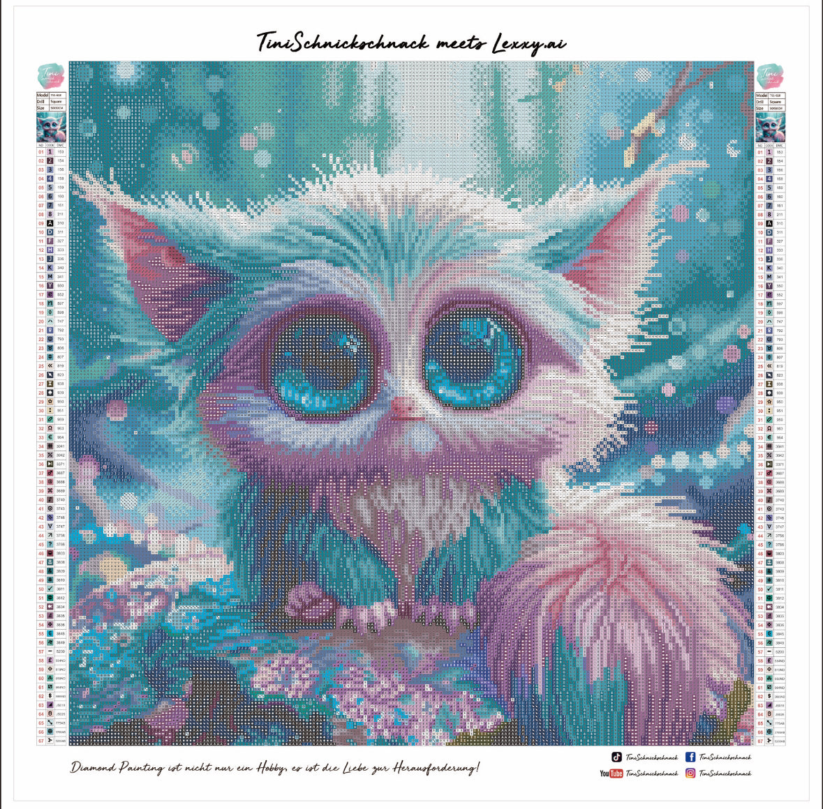 Diamond Painting Bild Wuschelmonster "Süßer Kiko" von AI-Artist Lexxy.ai 50x50cm (inkl. Feenstaub) TSS-618