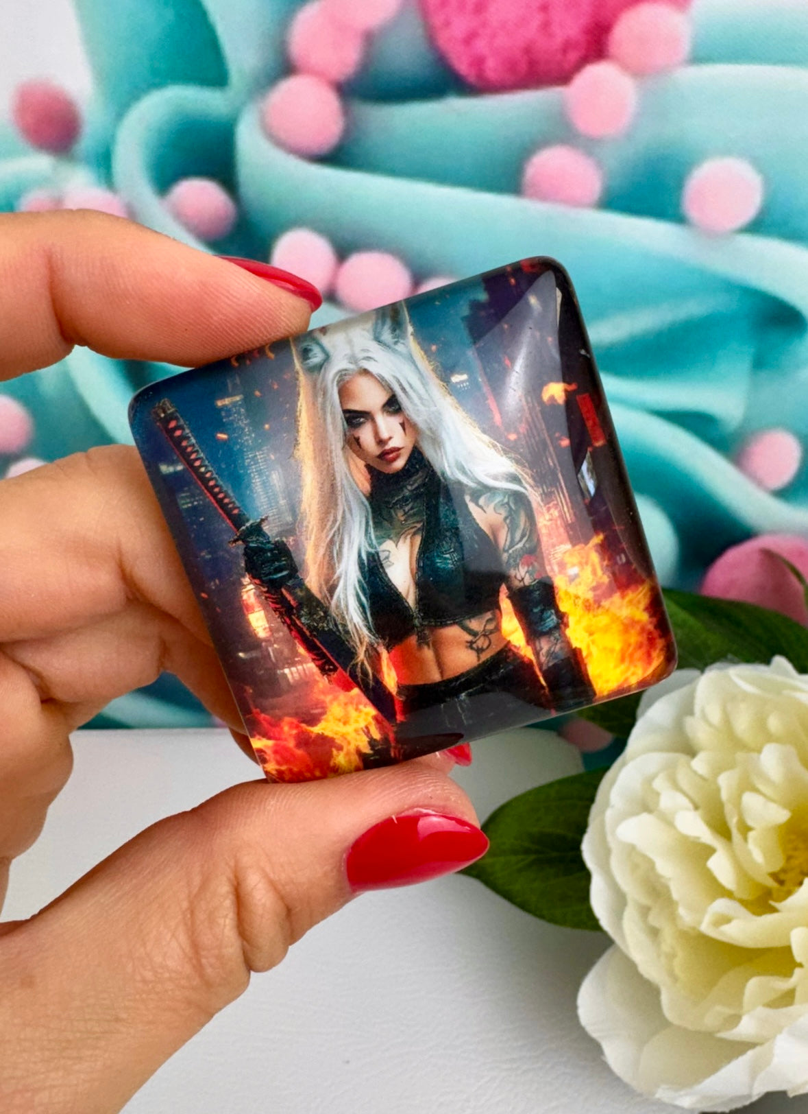Diamond Painting Cover Minder Feuerwesen Lady "Rubion" (CM)