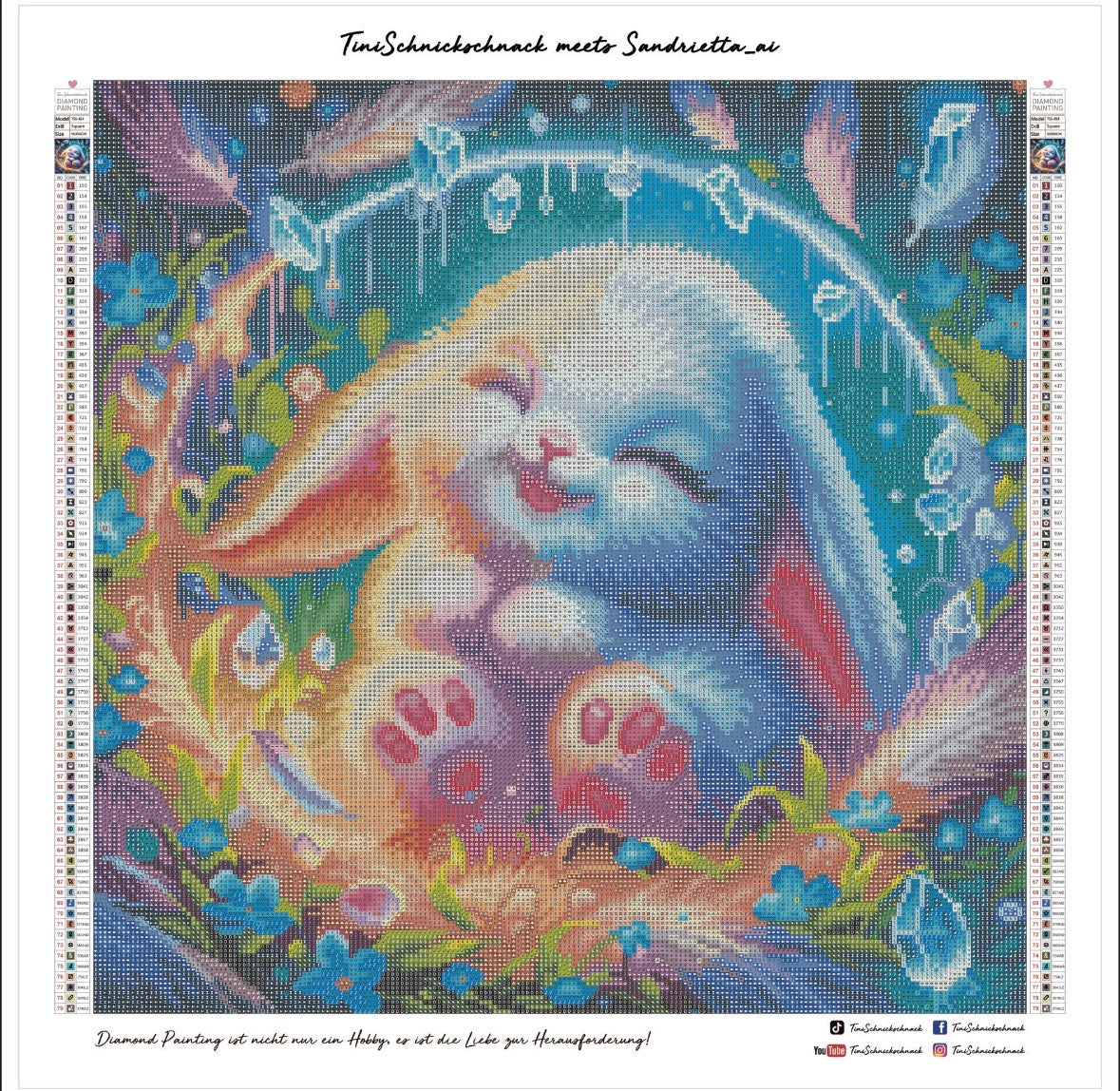 Diamond Painting Bild "Schnuckelhase" von AI-Artist Sandrietta_ai (inkl. Feenstaub) 50x50cm TSS-814