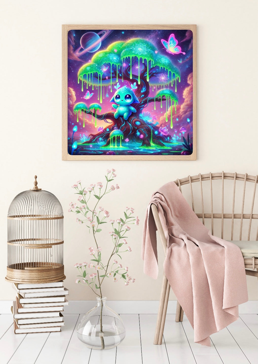 Diamond Painting Bild "Cosmic Alien" von TiniSchnickschnack 50x50cm (inkl. Strass & Neon Stones) TSS-697