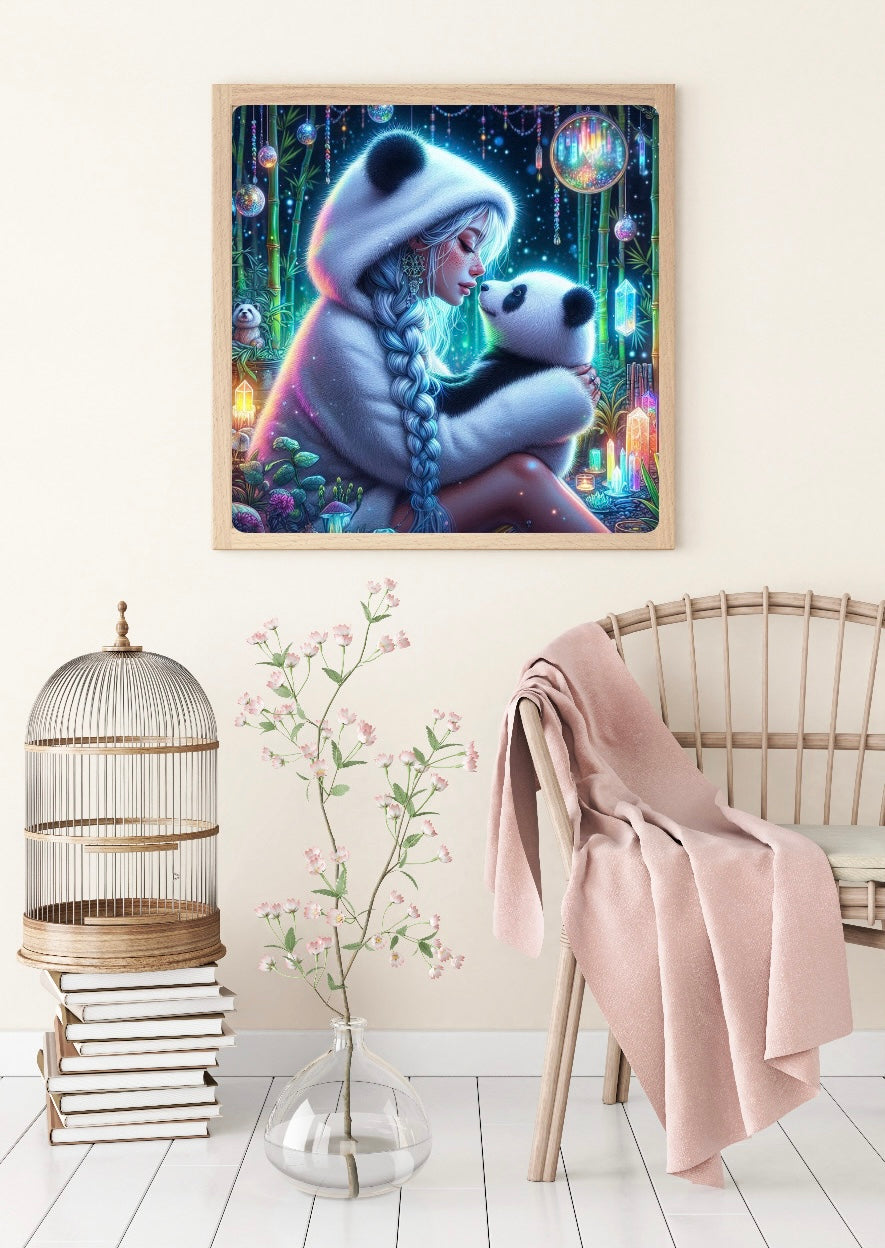 Diamond Painting Bild "Panda-Love" von AI-Artist Sandrietta_ai (inkl. Feenstaub) 50x50cm TSS-693