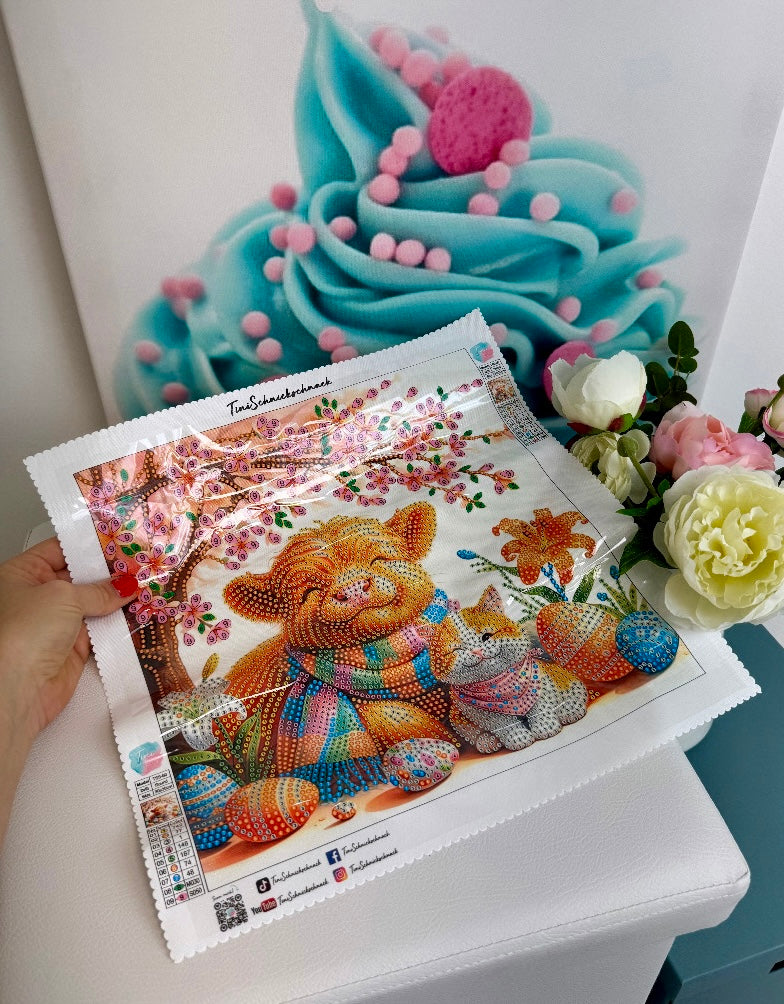 Diamond Painting Bild: "Oster-Freunde" 30x30cm (Teilbild)