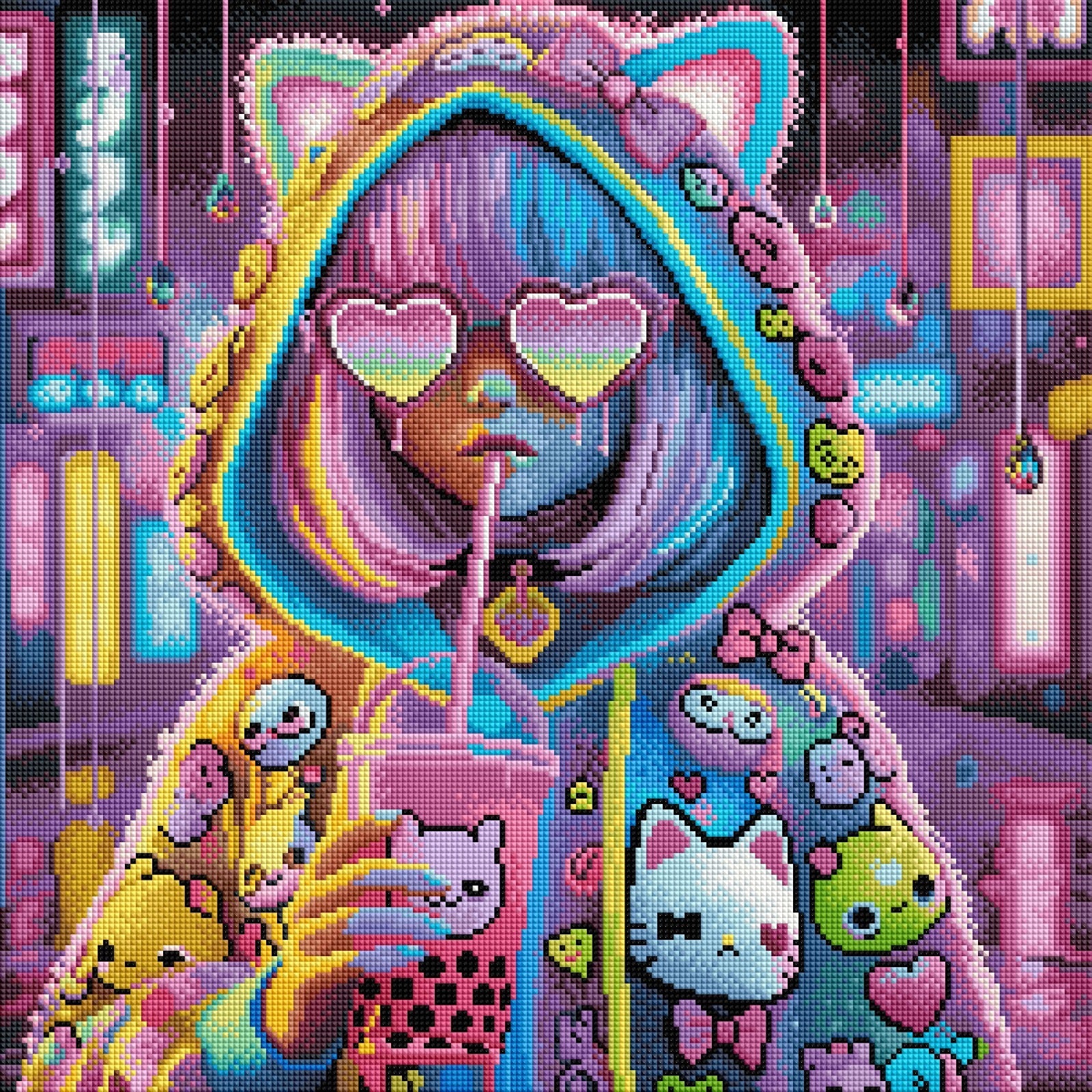 Diamond Painting Bild „Neon Nights“ von TiniSchnickschnack 50x50cm (inkl. Strass & Neon Stones) TSS-696