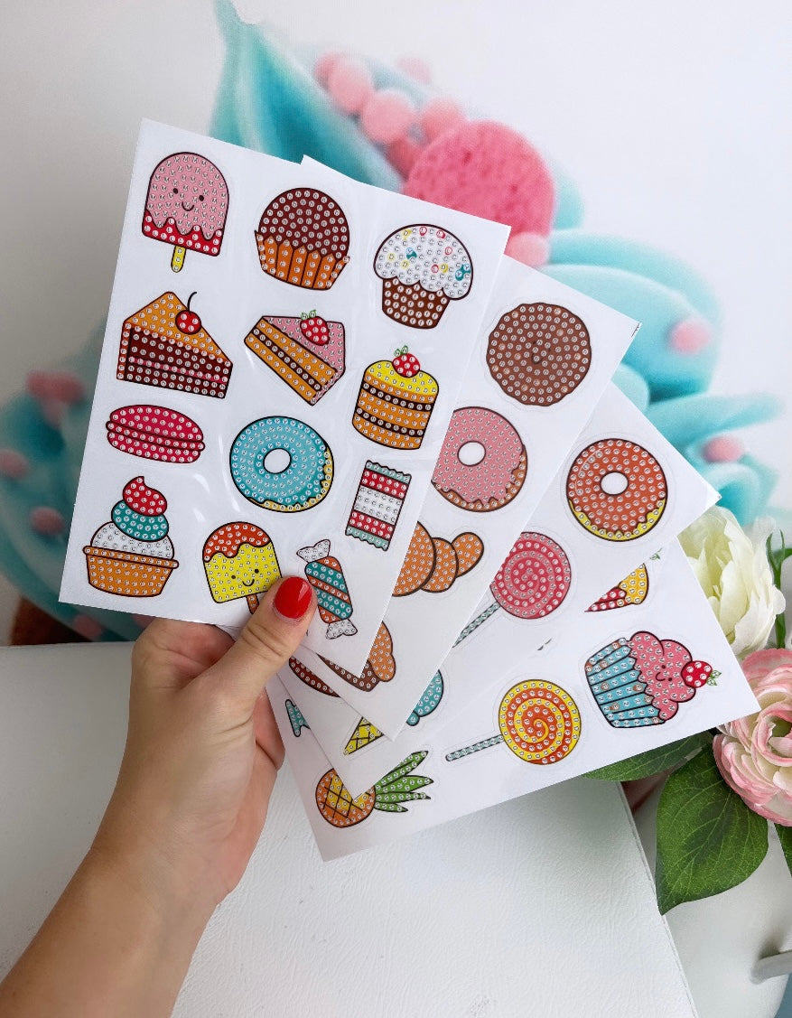 Diamond Painting Sticker Set "Kawaii-Food Party" 44 Stück XXL Set