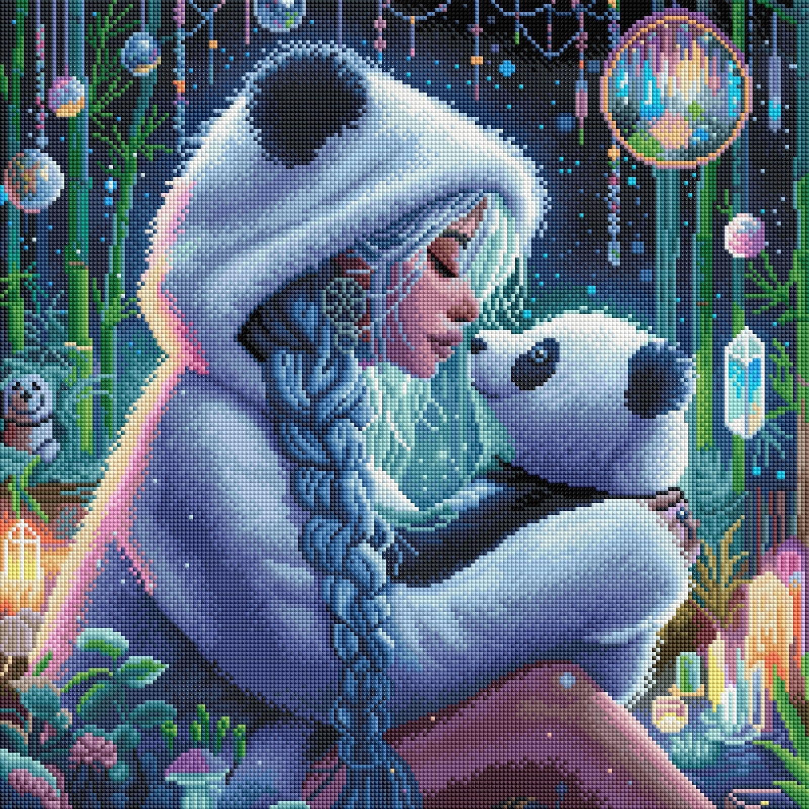 Diamond Painting Bild "Panda-Love" von AI-Artist Sandrietta_ai (inkl. Feenstaub) 50x50cm TSS-693
