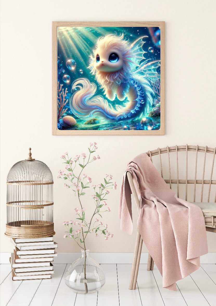 Diamond Painting Bild Wasserdrache"Luminis" von AI-Artist Sandrietta_ai (inkl. Feenstaub) 50x50cm TSS-593