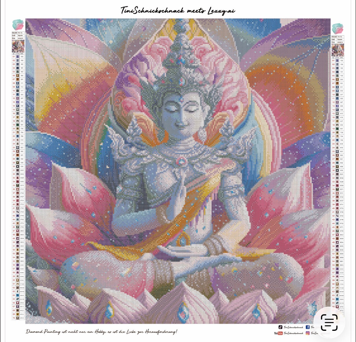 Diamond Painting Bild "Meditation in der Lotusblüte" von AI-Artist Lexxy.ai 60x60cm (inkl. Feenstaub) TSS-731