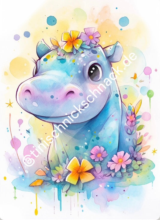 Diamond Painting Bild "Hippo" von AI-Artist Sandrietta_ai 30x40cm