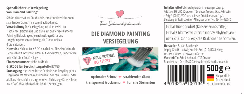 TiniSchnickschnack Original Diamond Painting Finish "Versiegelung" 500ml NEUE Formel (Made in Germany)