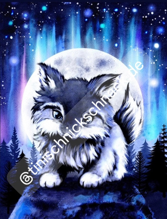 Diamond Painting Künstlerbild Wolf “Little Moon" von TinyTami 40x60