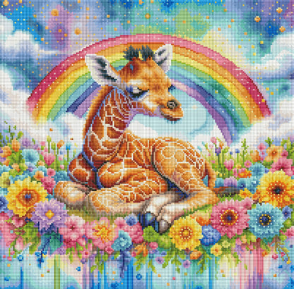 Diamond Painting Bild "Giraffe-Mimi" von AI-Artist Sandrietta_ai 50x50cm (inkl. Candy Stones)