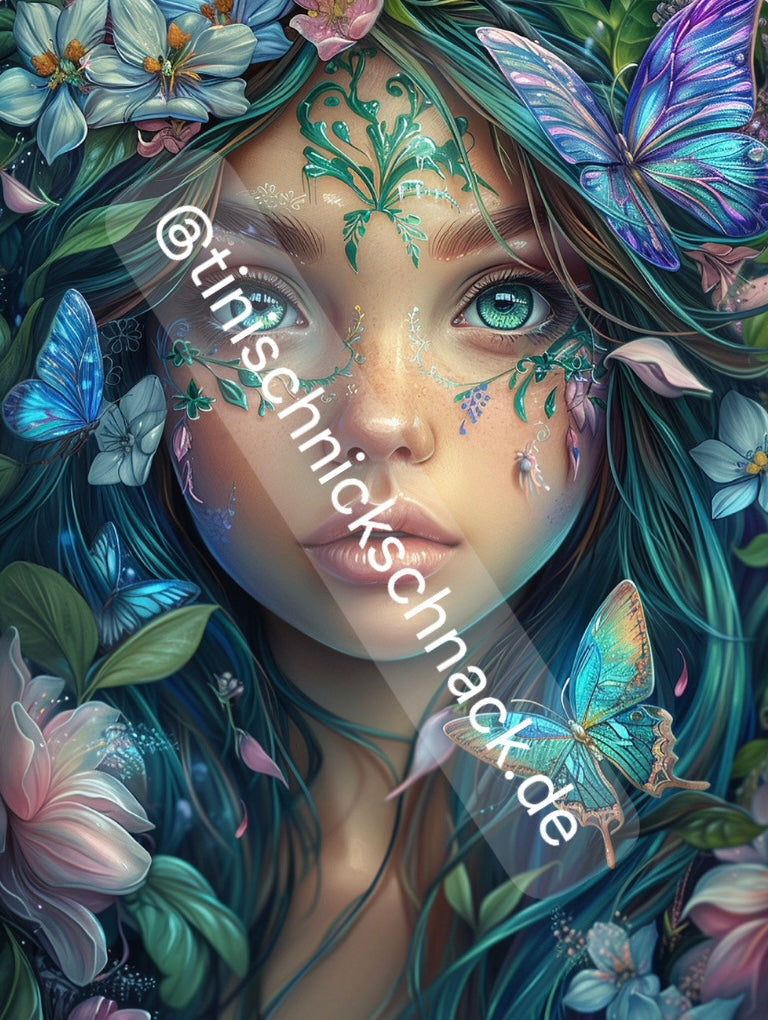 Diamond Painting Bild Schmetterlingsfrau "Valentina" von AI-Artist Sandrietta_ai (inkl. Feenstaub) 50x70cm TSS-590