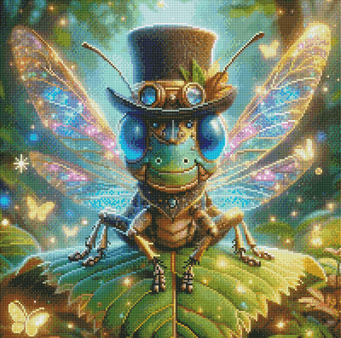 Diamond Painting Bild Grashüpfer "Lord von Hüpf" von AI-Artist Lexxy.ai 50x50cm (inkl. Feenstaub) TSS-611