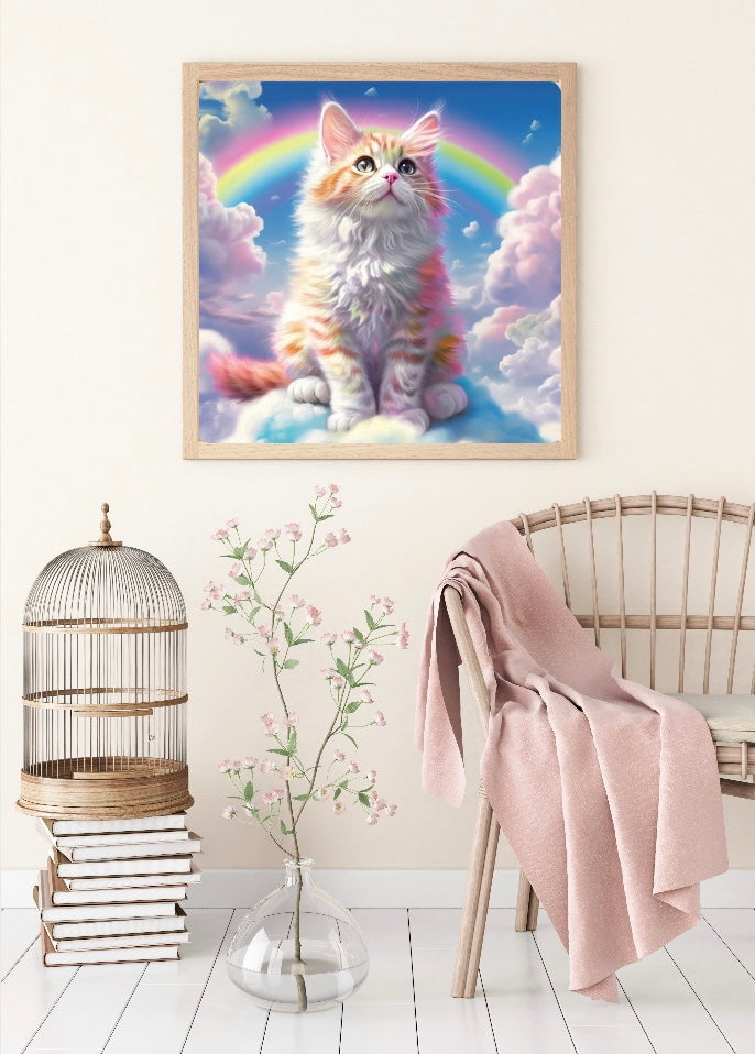 Diamond Painting Bild "Rainbow-Kitty" von AI-Artist Sandrietta_ai 50x50cm