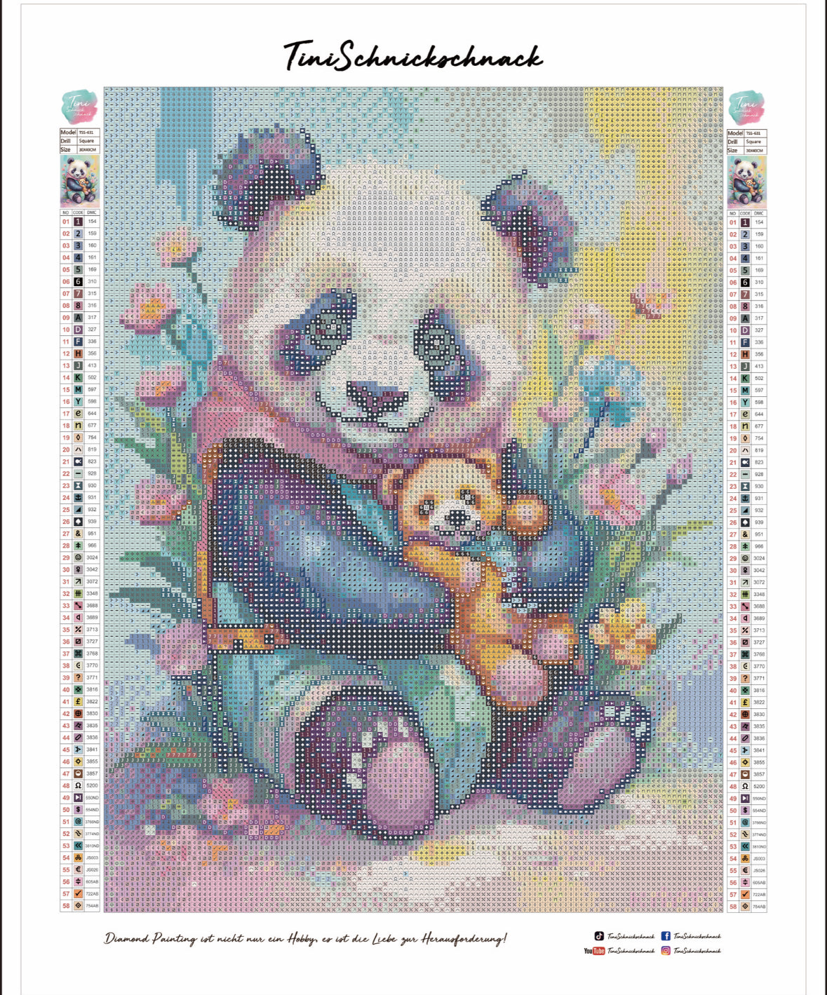 Diamond Painting Bild "Kuschelpanda" von TiniSchnickschnack 30x40cm (inkl. Feenstaub) TSS-631