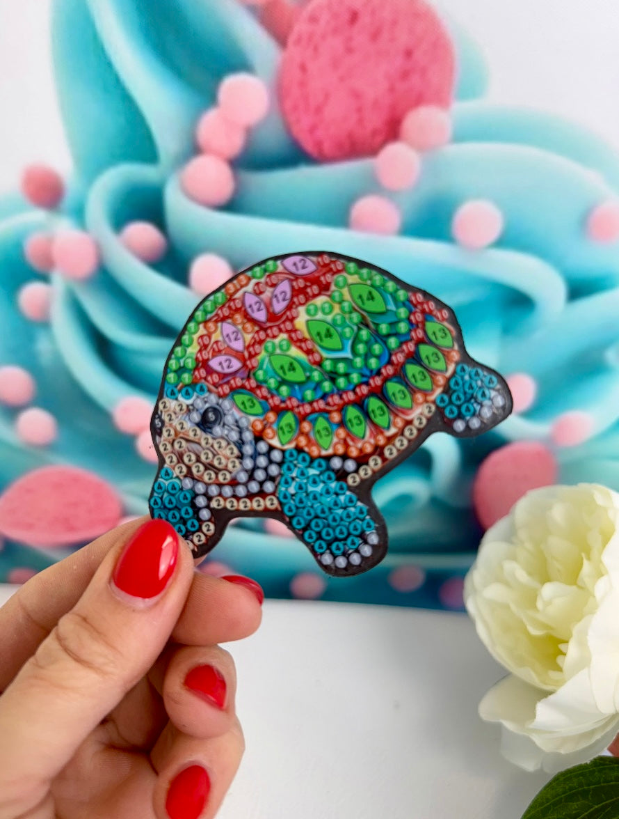 Diamond Painting Magnete "Bunte Schildkröten" 6Stk
