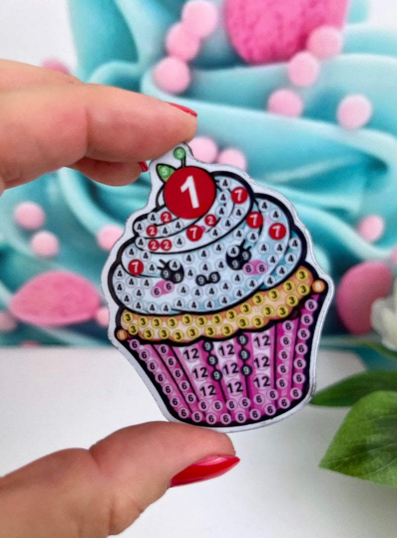 Diamond Painting Magnete "Cupcakes" 6Stk