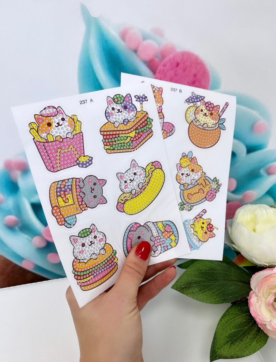 Diamond Painting Sticker Set "Kawaii-Kittys" 12 Stück (ST)