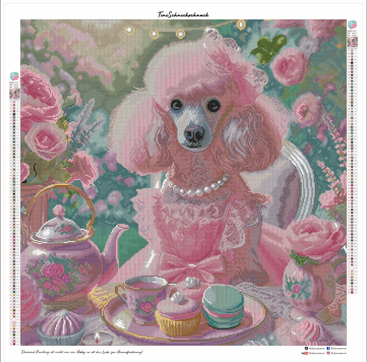 Diamond Painting Bild Pudeldame „Colette" von TiniSchnickschnack 80x80cm (inkl. Strass & Candy Stones) TSS-700