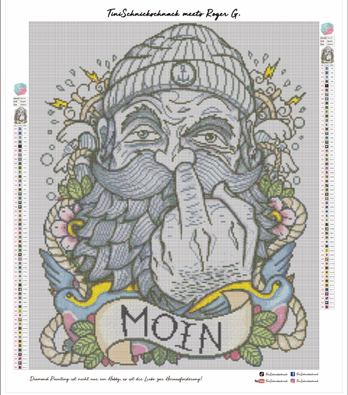 Diamond Painting Bild "Käpt'n FCK" von Artist ROGER G. 50x60cm (inkl. Feenstaub) TSS-774