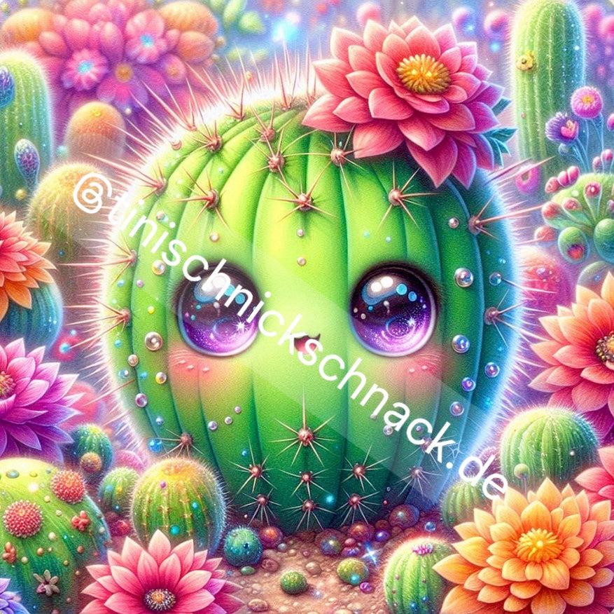 Diamond Painting Bild Kawaii Kaktus "Pika" von AI-Artist Sandrietta_ai  50x50cm (Sondersteine-Special) TSS-571