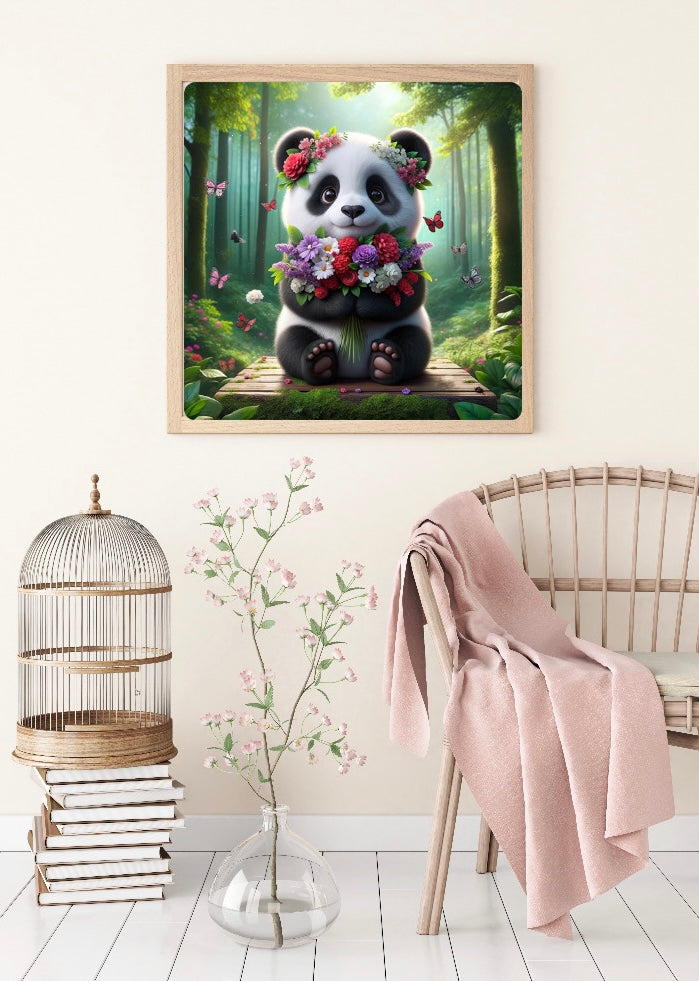 Diamond Painting Bild "Panda Pia" von AI-Artist Sandrietta_ai 50x50cm