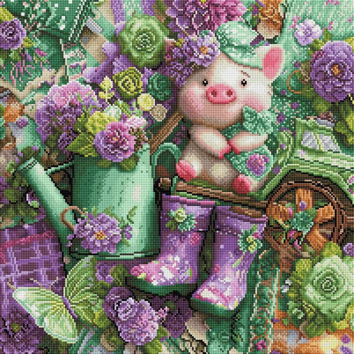 Diamond Painting Bild "Schweinchen Piet" von Lisa Morgan 50x50cm (Sondersteine-Special) TSS-891
