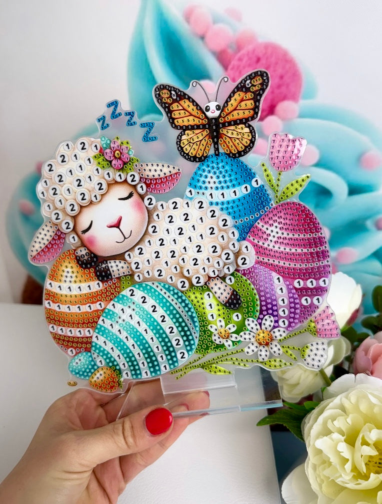 Diamond Painting Oster Aufsteller "Schlafschaf" 19,0x19,0cm (AH534)