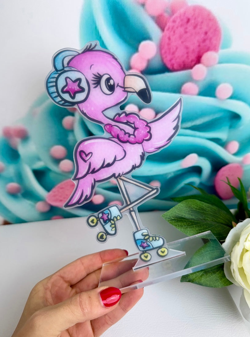 Diamond Painting Aufsteller Schnubbi "Skate Flamingo" 13x20cm