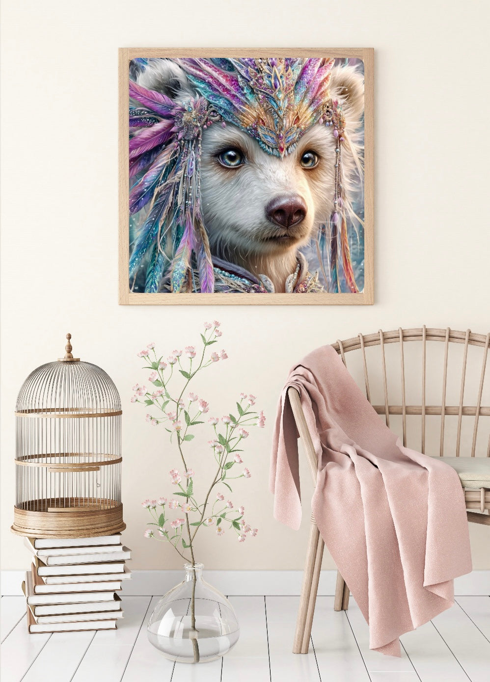 Diamond Painting Bild  „White Bear" von AI-Artist Sandrietta.ai 50x50cm (Sondersteine Special) TSS-798