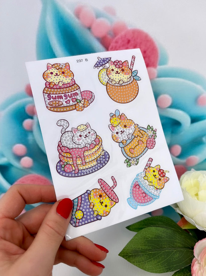 Diamond Painting Sticker Set "Kawaii-Kittys" 12 Stück (ST)